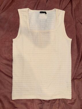 ASOS Cream Textured Square Neck Tank Top